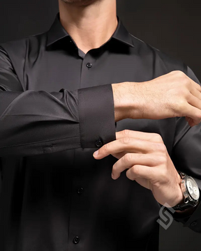 Camisa Social Manga Longa de Seda em Gelo