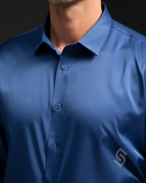 Camisa Social Manga Longa de Seda em Gelo