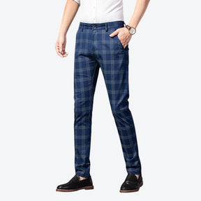 Calça Masculina Casual Xadrez Listrada