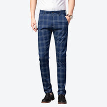 Calça Masculina Casual Xadrez Listrada