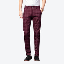 Calça Masculina Casual Xadrez Listrada
